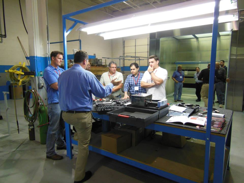 Warehouse workers meeting 